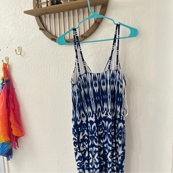 Boston Proper Blue White Tank Jumpsuit Jumper Playsuit Size 10 - Picture 9 of 13